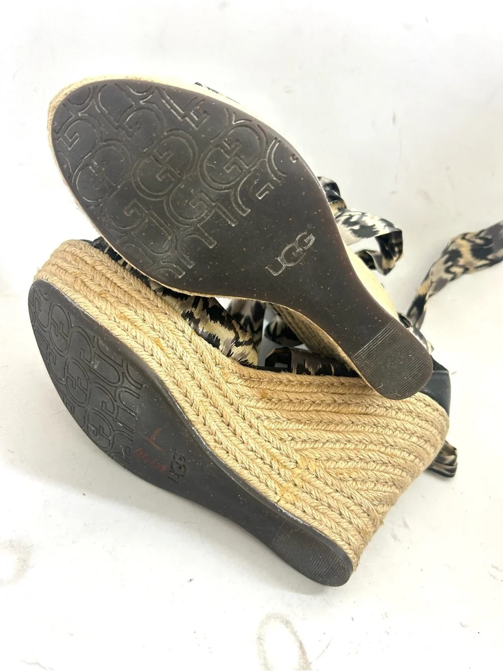 UGG Lucianna Espadrille Wedge Size 6 Platform Ankle Ties